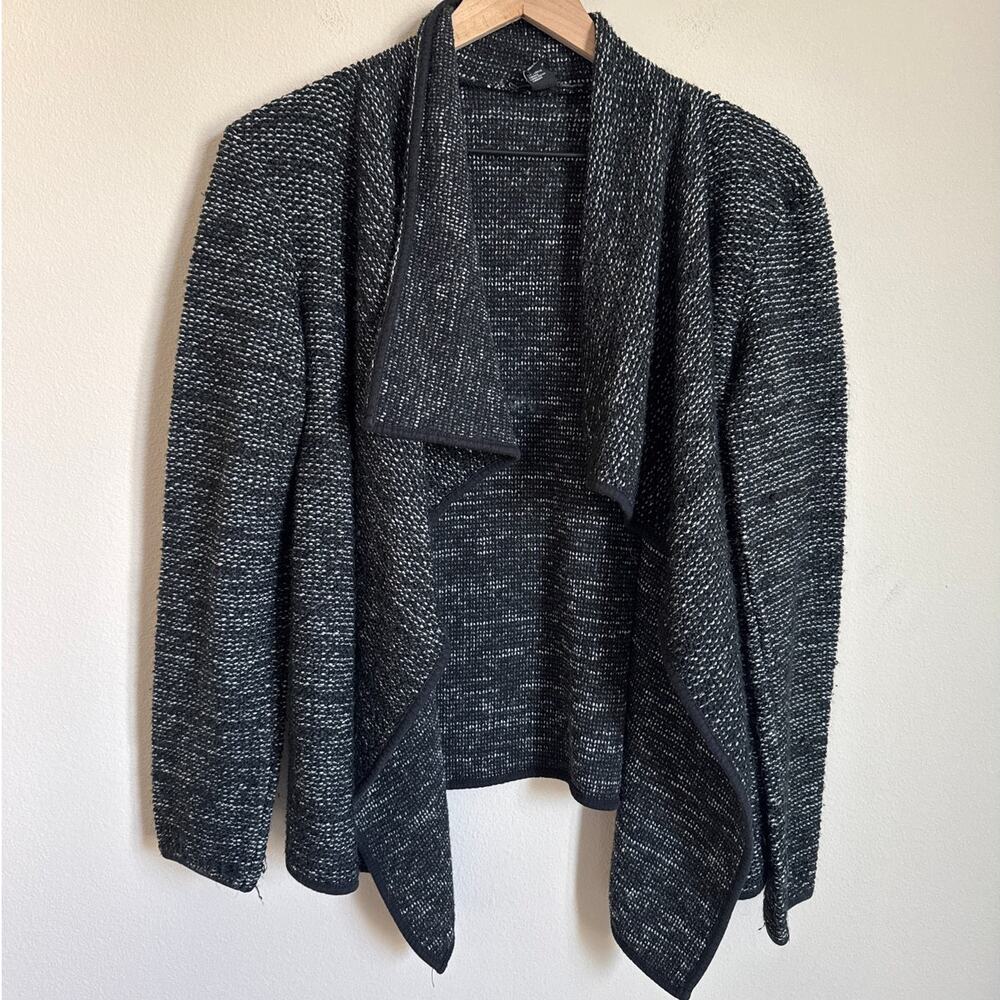 Forever 21 Womens Dark Gray Woven Open Cardigan Longsleeve Size Medium Ruffle
